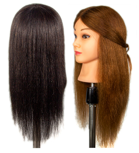 Tête de mannequin <span class=keywords><strong>professionnelle</strong></span> pour formation en salon, <span class=keywords><strong>cheveux</strong></span> mixtes, style lisse naturel, 50 cm, tête féminine, densité 200 %, <span class=keywords><strong>cheveux</strong></span> non-Remy pour la coupe de <span class=keywords><strong>cheveux</strong></span> - Product Image 6