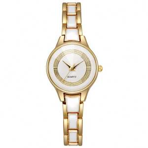 นาฬิกาข้อมือควอตซ์หรูหราสำหรับผู้หญิง สแตนเลสสตีล ดีไซน์สวยเก๋ ประดับเพชร ราคาส่งถูก - Product Image 1