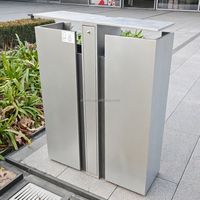 Poubelle en métal à double compartiment résistante aux intempéries, style moderne et luxueux, finition écologique avec revêtement en poudre, durable pour une utilisation en extérieur