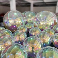 Ballon miroir gonflable publicitaire sur mesure de grande taille en PVC, arc-en-ciel irisé, imprimé UV, durable, réutilisable, thèmes de plage, musique, événements