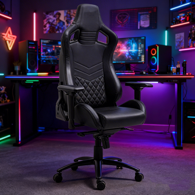 AJUNION Racing Gamer Chair Pu Leather 4d Armrests Ergonomic Gaming Chair with Metal Base Nylon Wheels