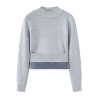 Pull thermique en maille à col montant doublé polaire imitation vison pour femme, sous-vêtement chaud d'hiver, vente en gros