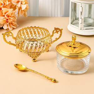 โถใส่น้ำตาลแก้วสีทอง, โถใส่เครื่องปรุงระดับไฮเอนด์สำหรับร้านอาหารตะวันตก, ขวดใส่เครื่องปรุงสำหรับครัวเรือนบนโต๊ะอาหาร - Product Image 5