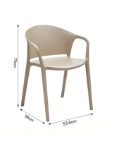 Chaise de salle à manger moderne en plastique avec accoudoirs et dossier ergonomique, imperméable, empilable et légère pour cafés et appartements (vente en gros)