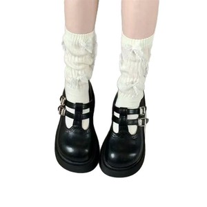 Chaussettes antidérapantes blanches en coton de couleur unie pour femmes, chaussettes antidérapantes de style ballet Lolita pour jeunes de 18 à 40 ans - Product Image 4