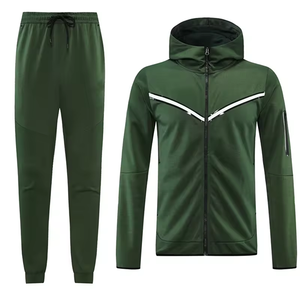 <b>Men</b> Winter Zipper Hoodie Custom Logo 2-Piece Fleece Tracksuit <b>Set</b> for Gym Training & Jogging Streetwear - Product Image 2