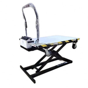 Tables élévatrices hydrauliques portables à ciseaux électriques avec rail coulissant pour manutention de marchandises en voiture, hauteur de levage 66 cm avec chariot - Product Image 2