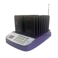 Système de pagers noir et violet pour restaurant, vibration de bureau, LED rouge clignotante, 16 pagers, buzzer alimentaire sans fil, restaurant, 16 pagers