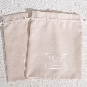 Custom Logo Reusable Large Beige Blank Suede Velvet Drawstring <b>Bag</b> Shoes <b>Dust</b> <b>Bags</b> for Handbags Clothing Storage Suede Pouch - Product Image 4