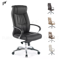 Fauteuil de bureau de direction moderne en cuir PU à dossier haut avec cadre en aluminium, pivotant, pour réunion, vente en gros, usine de Foshan