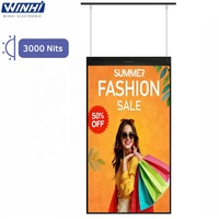 Affichage numérique de 43 à 65 pouces, 3000 nits, pour vitrine de magasin, écran LCD ultra-mince suspendu pour publicité, avec Android 11 et CMS cloud