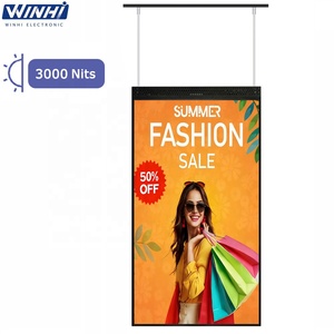 Señalización digital de 43 a 65 pulgadas, pantalla de escaparate de 3000 nits, pantalla LCD ultrafina colgante para publicidad con Android 11 y CMS en la nube - Product Image 1