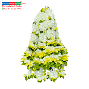 Guirlande de fleurs artificielles blanches et jaunes décorative à suspendre pour mariage, festival, temple, décoration florale pour la maison - Product Image 1