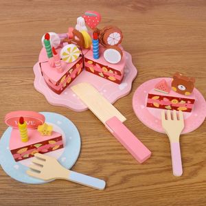 Jeu de blocs en bois pour enfants : cuisine éducative, gâteau d'anniversaire à découper avec bougies, aliments de jeu d'imitation pour tout-petits - Product Image 4