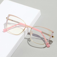 Nouvelles Lunettes Photochromiques Anti-Lumière Bleue Tendance à Motif Géométrique Œil de Chat, Monture Métallique Haut de Gamme Polyvalente pour Tous les Visages