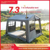 Tente de randonnée gonflable, revêtement en vinyle noir, résistante aux UV, modulaire, auto-assemblable, imperméable ; camping extérieur quatre saisons sur mesure