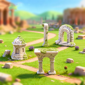 Miniature di Ruine Romane Antiche in Resina, Colonne, Archi e Cancelli per Micro Paesaggi, Decorazioni Fai-da-Te per Giardini delle Fate - Product Image 1