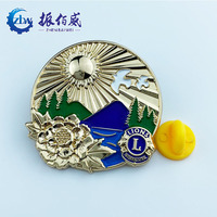 Badge en alliage de zinc émaillé personnalisé avec motif paysager créatif, plaqué or, moulé sous pression, finition émail dur, taille et couleurs personnalisables