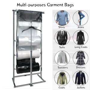 Sac de costume de vêtements suspendus anti-poussière de ménage bon marché Transparent anti-poussière Non tissé broderie Logo couverture de costume - Product Image 4
