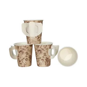 Custom Size Unique Arabic 8oz Packaging Cafe Cup logo Black Printed Cups with Handles Coffee Shop Products Vasos 9oz De Carton - Product Image 6