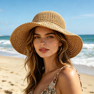 Women's Straw <b>Hat</b> Openwork Breathable Woven Straw Fisherman's <b>Hat</b> <b>Summer</b> Beach Outing Sun Protection <b>Hat</b> - Product Image 5