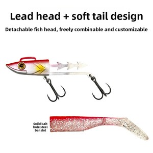 Señuelo artificial blando de 30g, 37g, 43g, estilo B, marca Horse, con cabeza de plomo, cola en T y lentejuela, para <span class=keywords><strong>pesca</strong></span> en barco en el mar, venta al por mayor - Product Image 2