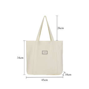 Wholesale Large Capacity Canvas Women's <b>Bag</b> Casual White Cotton Canvas Tote <b>Bag</b> Recycled Cotton <b>Bag</b> with Custom Logo - Product Image 4