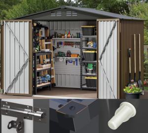 Grandi Capannoni Moderni da Giardino in Resina 8x10ft per Organizzazione e Stoccaggio, Popolari Unità di Stoccaggio Esterne in Plastica con Pannelli Sandwich per Magazzino - Product Image 6