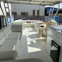 Bateau ponton en aluminium à double pont de 30 pieds |   Ponton de luxe soudé de 9,2 m avec toboggan aquatique |   Directement de l'usine