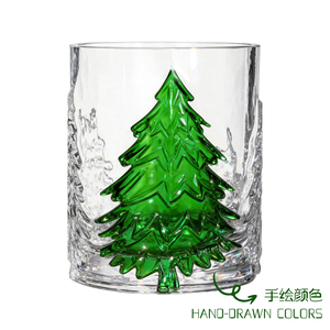 Verre à shot en cristal transparent avec motif sapin 3D en relief créatif, base épaisse et lourde, pour boissons, thème montagne et forêt - Product Image 3