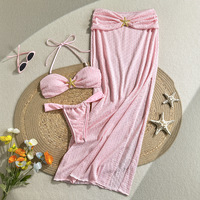 Haute qualité femmes Sexy licou robe de plage Bikinis licou maillots de bain avec longue couverture