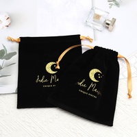Individuell Bedruckter Schwarzer Samt-Zugbeutel für Hochzeitsgeschenke Luxuriöser Weicher Samt-Flanell Geschenk- und Schuhbeutel