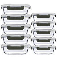 Fiambrera hermética de cristal para cocina al por mayor, Juego de contenedores de cocina, almacenamiento hermético de alimentos, contenedores de almacenamiento para alimentos