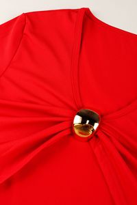 เสื้อยืดแขนสั้นคอวีเซ็กซี่สีทึบของผู้หญิงและชุดกางเกงทรงดินสอแฟชั่น - Product Image 4