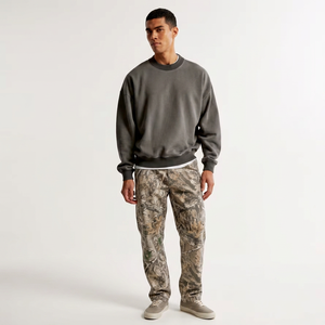 Screen Printing Sweatshirt <b>Mock</b> <b>Neck</b> 330gsm Heavy Weight Cotton Baggy Cropped Streetwear Men's Acid Wash Hoodies & Sweatshirts - Product Image 1
