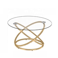 Mobilier de maison moderne Table basse en verre trempé doré avec pied en acier