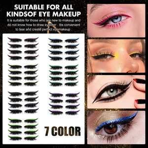 Nouveaux patchs de cils faux double paupière, style européen et américain, scintillants, sans colle, pour eye-liner et fard à paupières, résistants à l'eau - Product Image 2