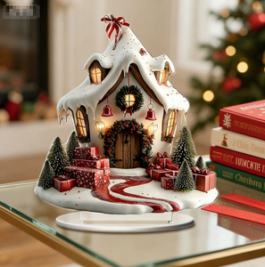 DAMI Vente en gros Maison de Noël en acrylique 2D avec nœud rouge et vert, accessoire de montage pour la maison, le salon, les décorations de table de fête - Product Image 2