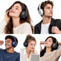 Casque audio sans fil ANC à réduction de bruit active, pliable, stéréo HiFi, pour le sport et la musique, avec micro