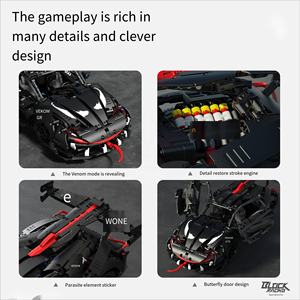 Ensemble de blocs de construction de véhicule de course sportive T2001-2, 2203 pièces, modèle de voiture éducatif, jouet en plastique, OEM ODM, Shantou Toys <span class=keywords><strong>Devil</strong></span> - Product Image 4