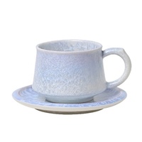 Ensemble tasse et soucoupe à café en céramique NEWELL, finition cristal dégradé, design craquelé glacé de luxe, esthétique haut de gamme, 220 ml, pour la maison et le thé de l'après-midi