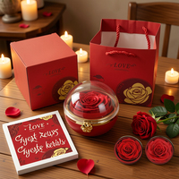 Boîte à bijoux artisanale avec rose rouge séchée préservée - Cadeau longue durée pour maman, épouse, petite amie - Fête des Mères, Remise de diplôme, Saint-Valentin