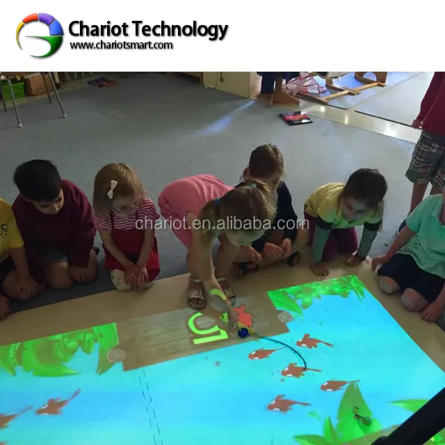 Kids interactive floor projector system game with different free games for kids center play.