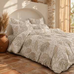 EU Dropshipping <b>Neutral</b> Tropical Foliage <b>Bedding</b> <b>Set</b> Beige Polyester Quilt Cover Poland Local Stock 3 Piece - Product Image 4