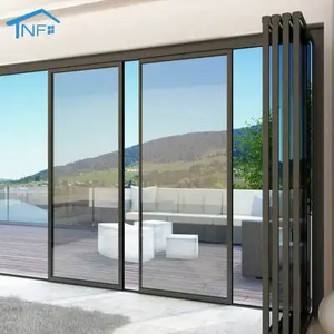 Triple <strong>External</strong> Bifold Folding Patio Aluminum Alloy <strong>Frame</strong> 2 Panel Triple Tempered Glass Germany Import Hardware Blinds <strong>Door</strong> - Product Image 1
