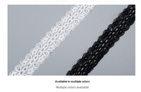 Dentelle élastique tricotée ajourée française, garniture perforée douce pour vêtements et accessoires textiles de maison, largeur 2,5 cm