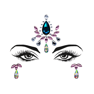 3D Acrylique <span class=keywords><strong>Visage</strong></span> Tatouage Autocollants Paillettes Strass Tatouage Temporaire DIY Fête De Vacances Mascarade Corps Bijoux Du <span class=keywords><strong>Visage</strong></span> Tatouage - Product Image 1