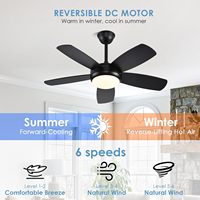 Ventilateur de plafond moderne nordique silencieux à LED avec moteur DC, télécommande, 5 pales, pour salon, salle à manger, cuisine, 85-265V, 42 pouces