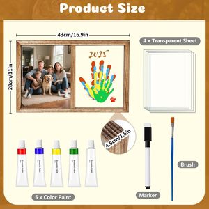 Wood Photo <b>Frame</b> Double Panel Wall <b>Mount</b> Handprint Display Living Room Bedroom Decor - Product Image 4