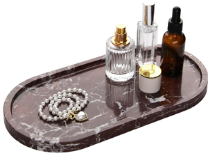 Modern Marble Textured Resin Handmade Multi-Functional Oval Kitchen Table Bathroom Living Room <b>Tray</b> Organizer Catchall <b>Perfume</b> - Product Image 1